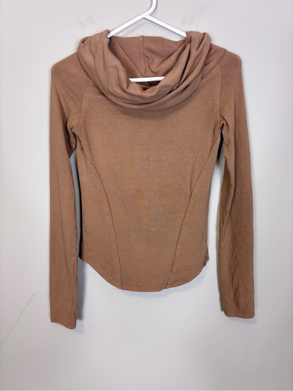 Free People We The Free Tan Cowl Neck Long Sleeve Top Small